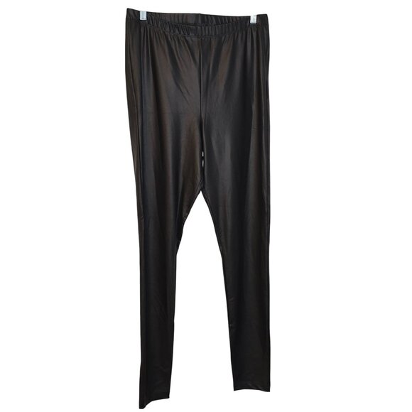 Asos Curve Women's Size 14 Black Nylon Spandex Wet Look Leggings - Picture 1 of 7